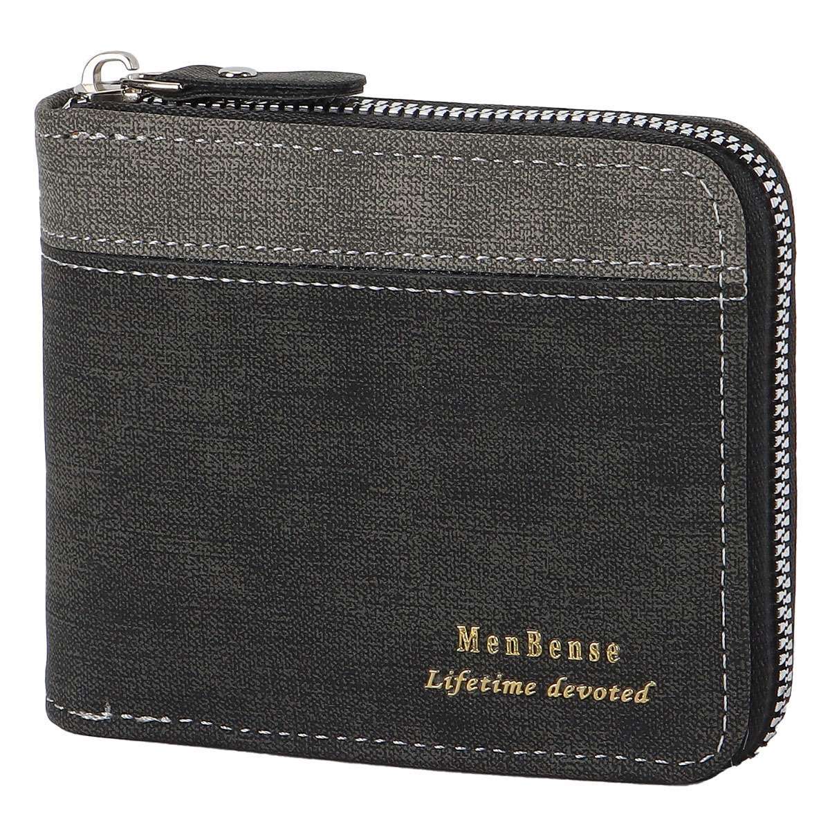 RFID Blocking Mens Leather Wallet Credit Card ID Holder Zipper Purse Waterproof