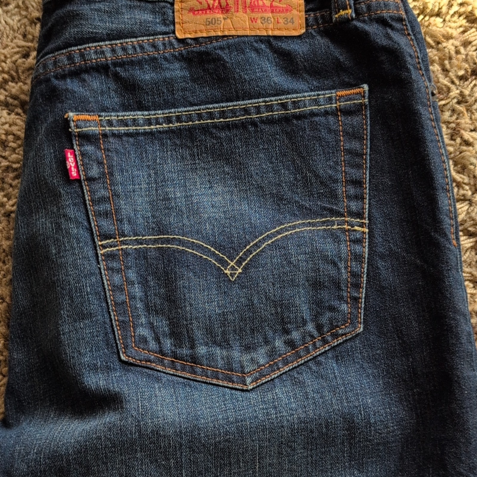 Levi’s Men’s Bootcut Jeans Blue Solid Cotton Denim Regular Size 36