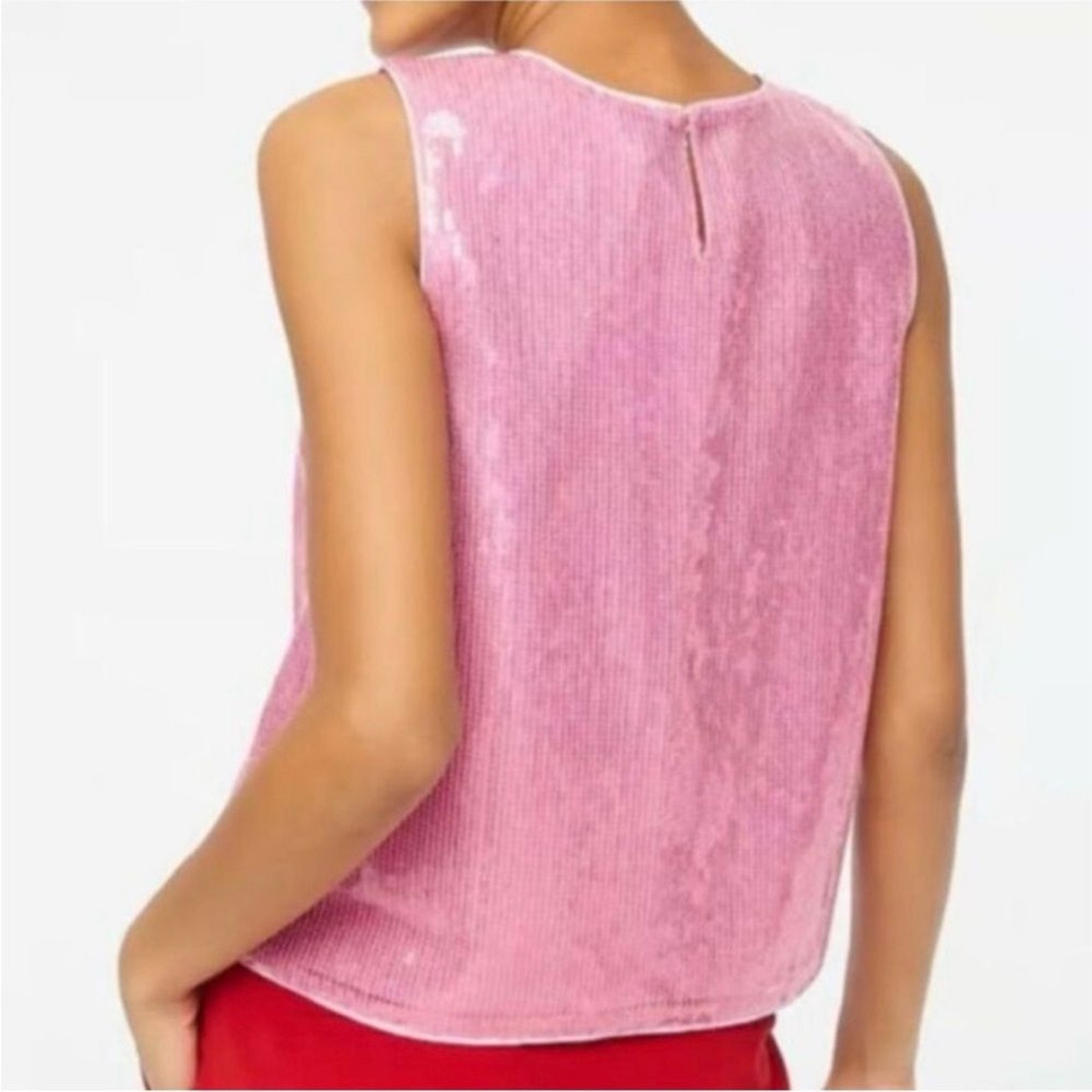JCREW PINK BARBIECORE SEQUIN SWIFTY MERMAIDCORE SLEEVELESS SHELL TOP M