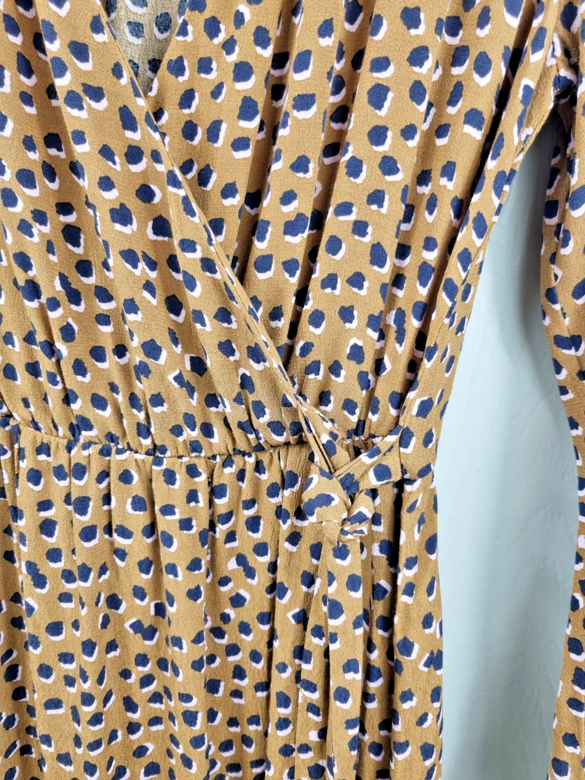 Joules Chloe Fixed Wrap Dress Mocha Leopard Print Midi Length V Neck Uk 12