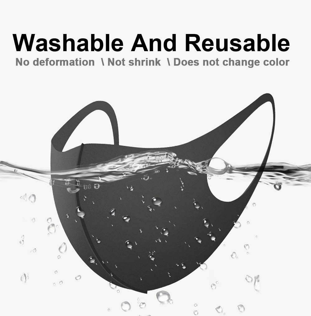 (10PCS) Washable & Reusable Fashion Face Black Mask (Unisex)