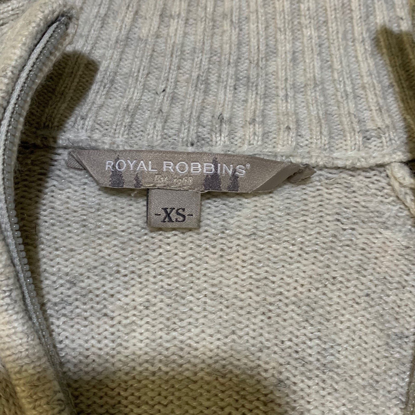 Royal Robbins Full Zip Sweater Oatmeal Gray Merino Wool Linen Blend XS