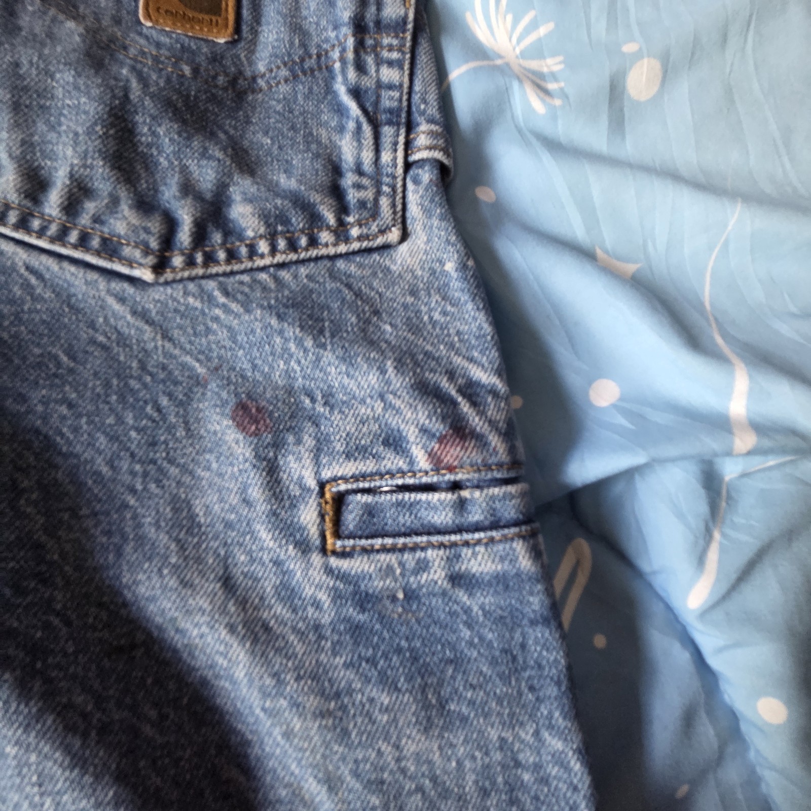 Carhartt Paint Splatter Work Jeans Mens Blue Denim Distressed Painter