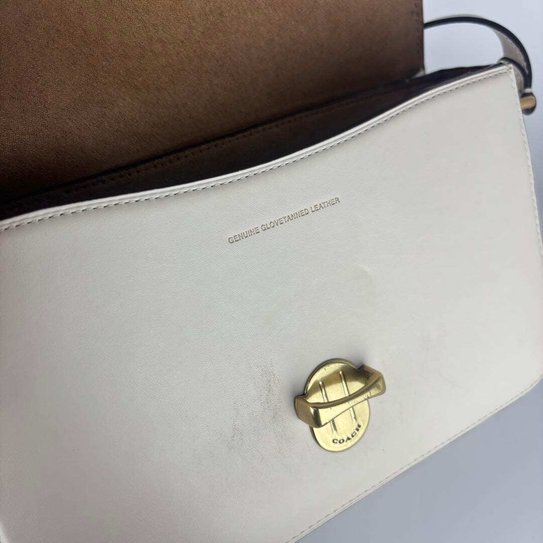 COACH Studio C6641 Ivory Leather Push Lock Crossbody Shoulder Bag Auth