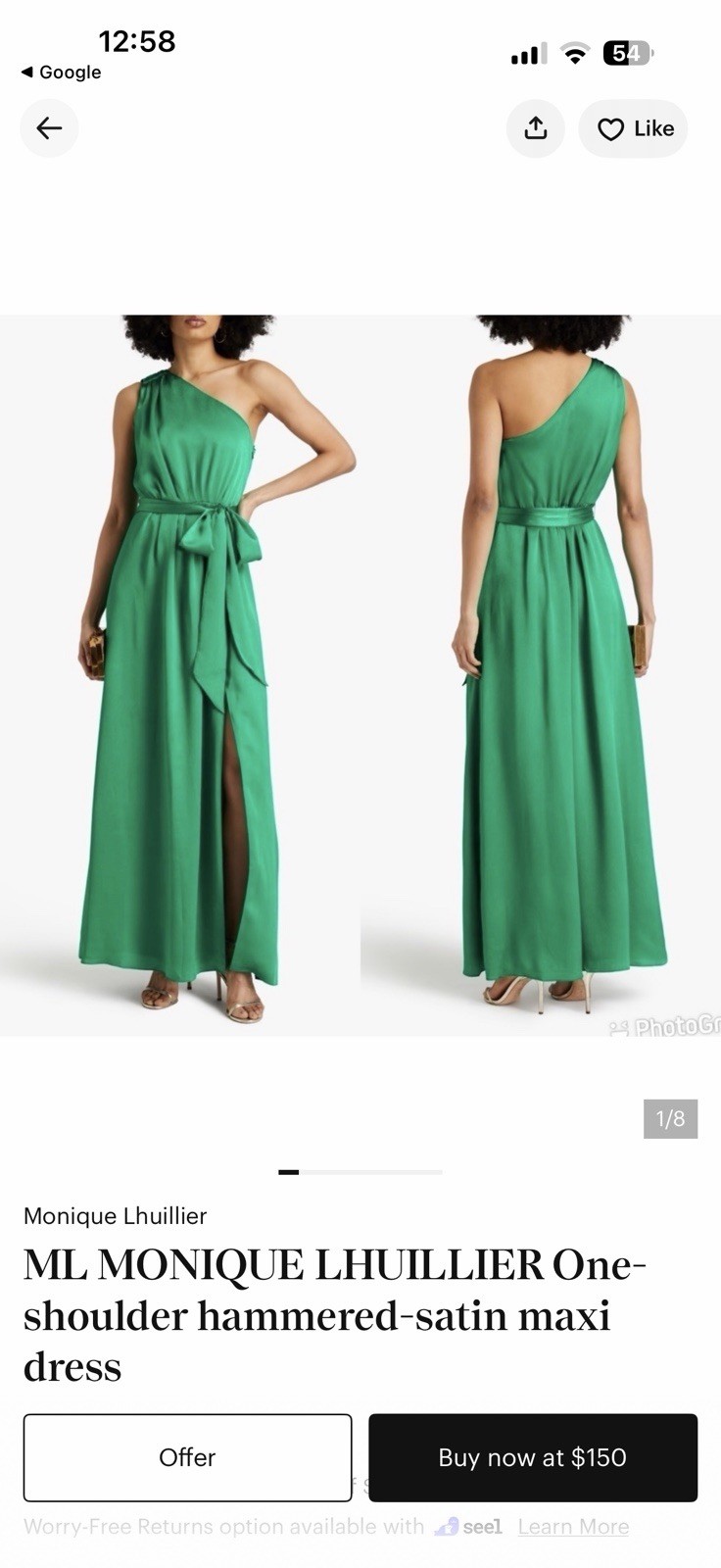 Monique Lhuillier Ivy Satin Long Dress Malachite Green 12