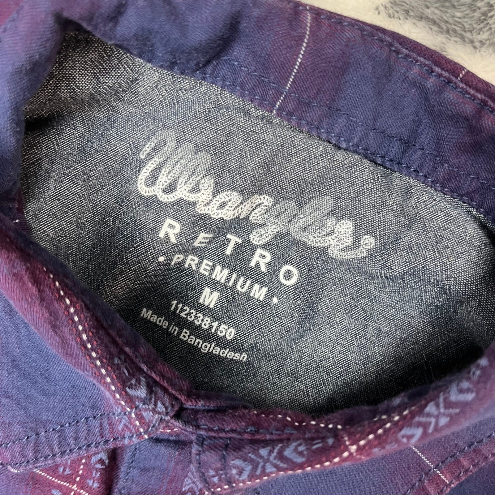 Wrangler Retro Premium Mens Purple Plaid Western Snap Shirt 112338150 M
