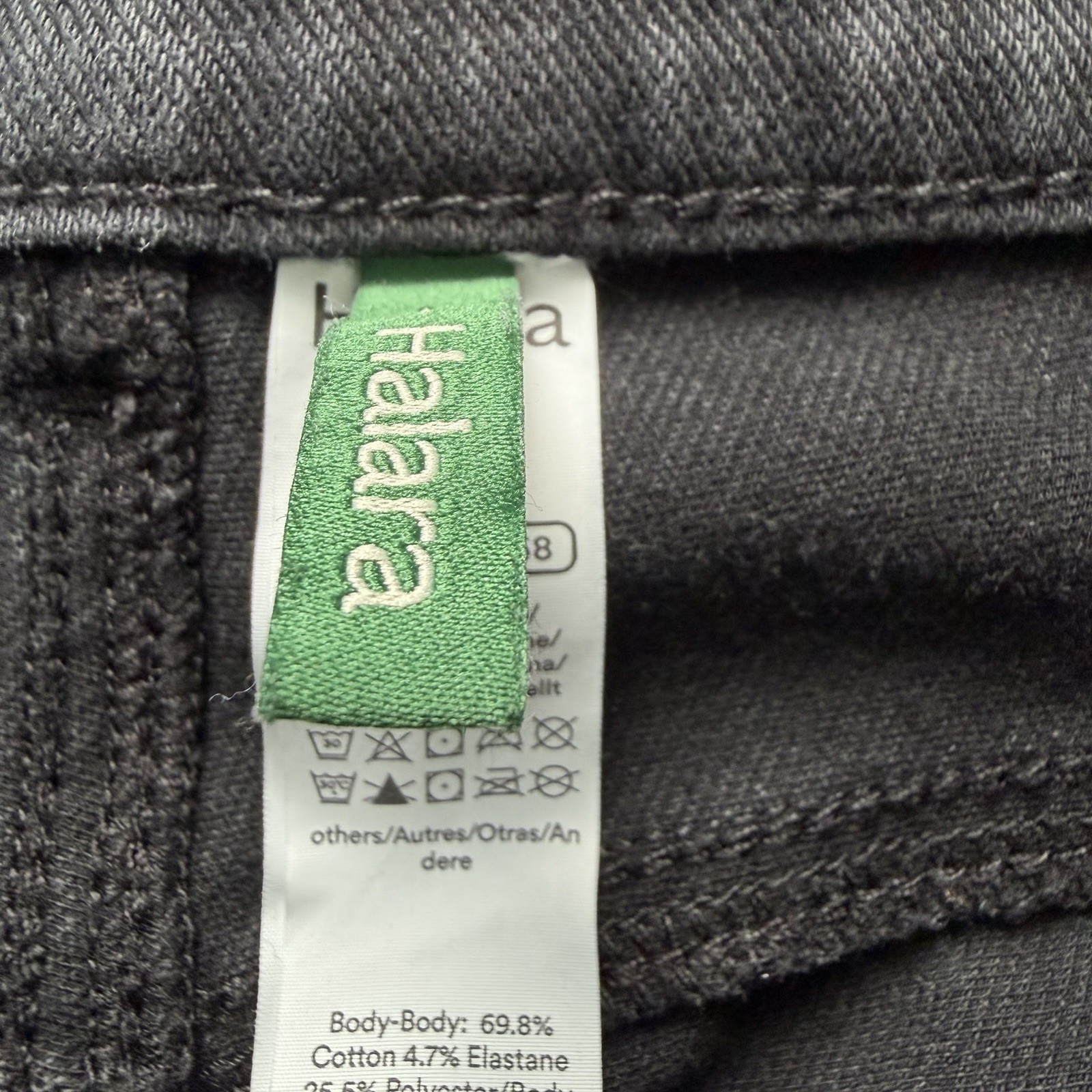 Halara Flex High Waisted Pockets Rolled Hem Wide Leg Black Washed Jeans Large