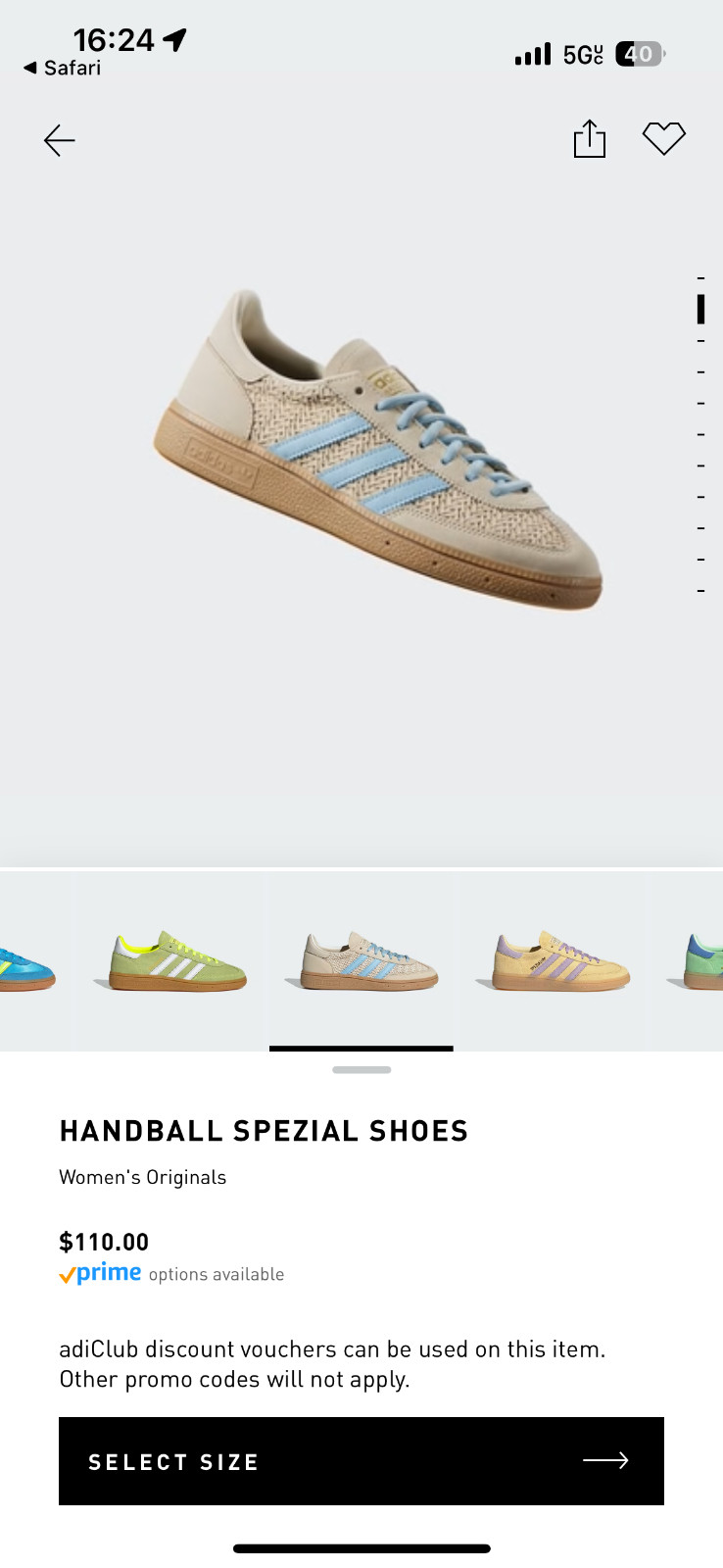 Womens S7, Adidas Handball Spezial- Beige w/ Light Blue Stripes, Gum Sole