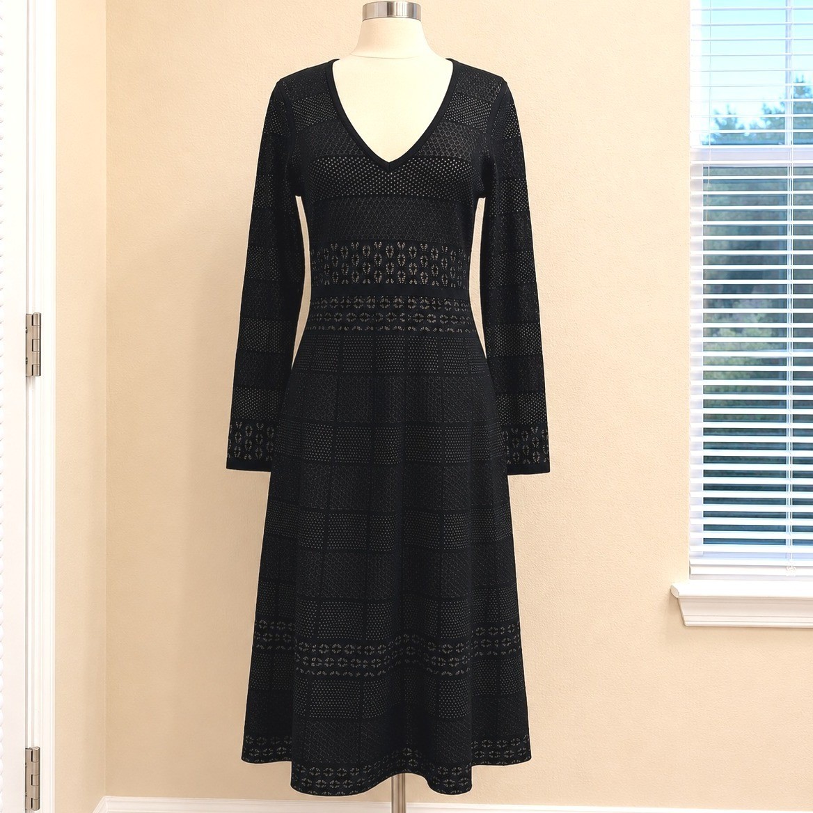 Gal Meets Glam Heidi Sweater Dress Black Knit Womens Size XL Stretchy Classic