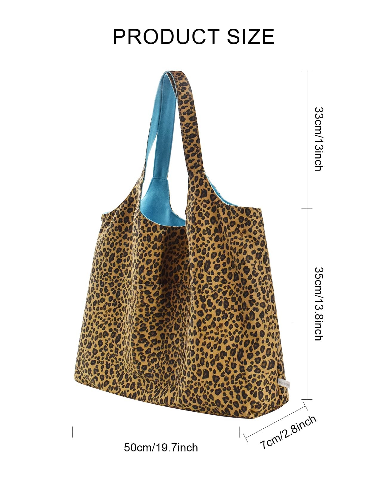 TeeYee Women Canvas Tote Bag Leopard Double-Sided Shoulder One Size, 323blue