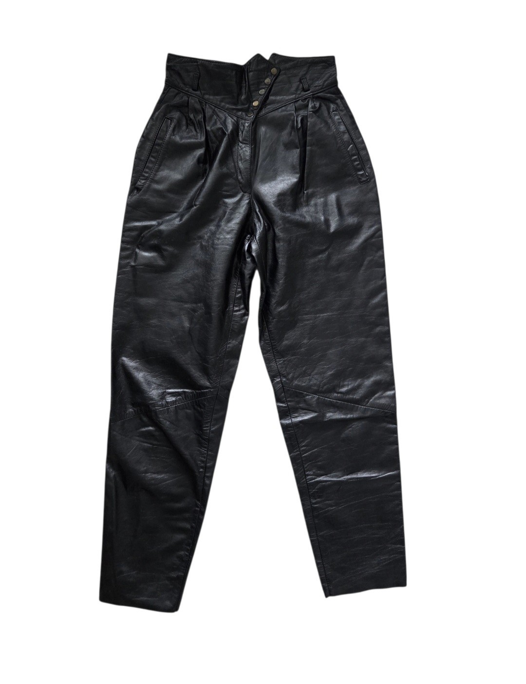 Vintage Deja Vou Designs High-waisted Black Leather Pants Womens M Biker Western