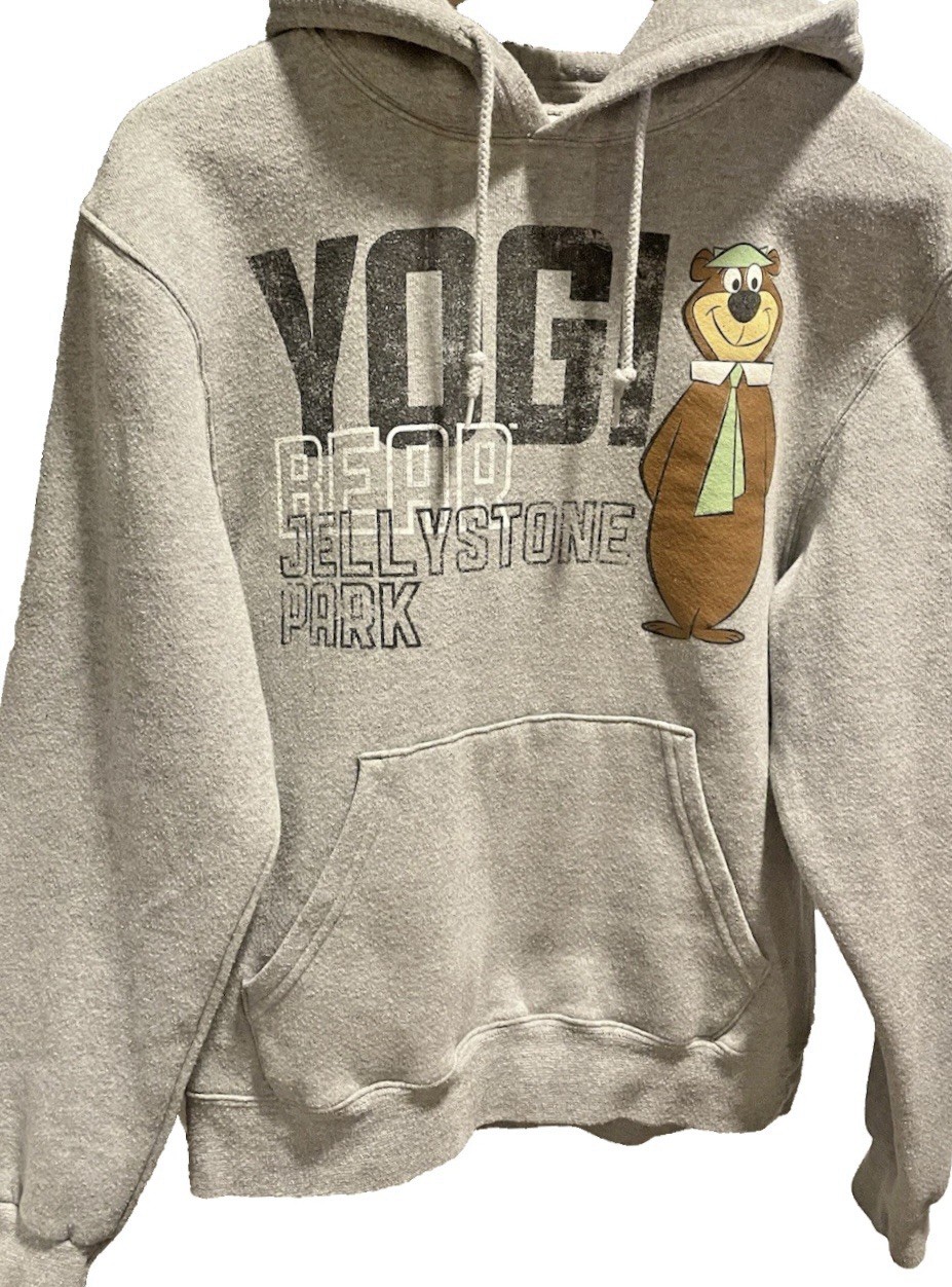 YOGI BEAR Small Unisex SOFFE “Jelly Stone Park” Grey Fleece Lined Hoodie