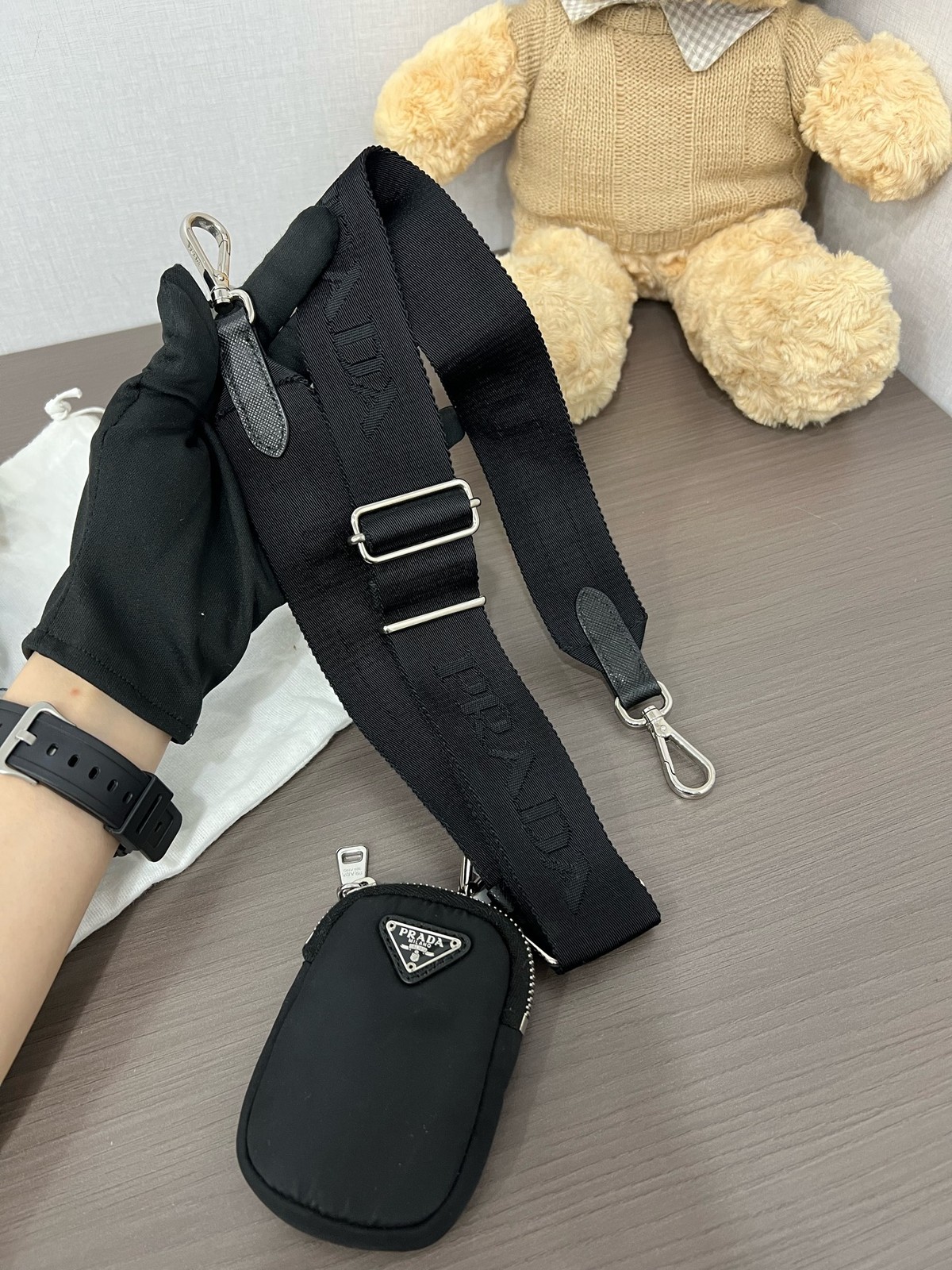 Prada Re-Edition 2005 Normal Black Nylon Multi Carry Bag w/ Pouch Duty Paid