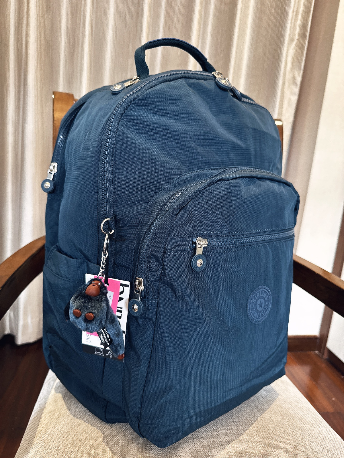 NWT Kipling Gray navy light weight Seoul up 15″ laptop Large Backpack 45cm