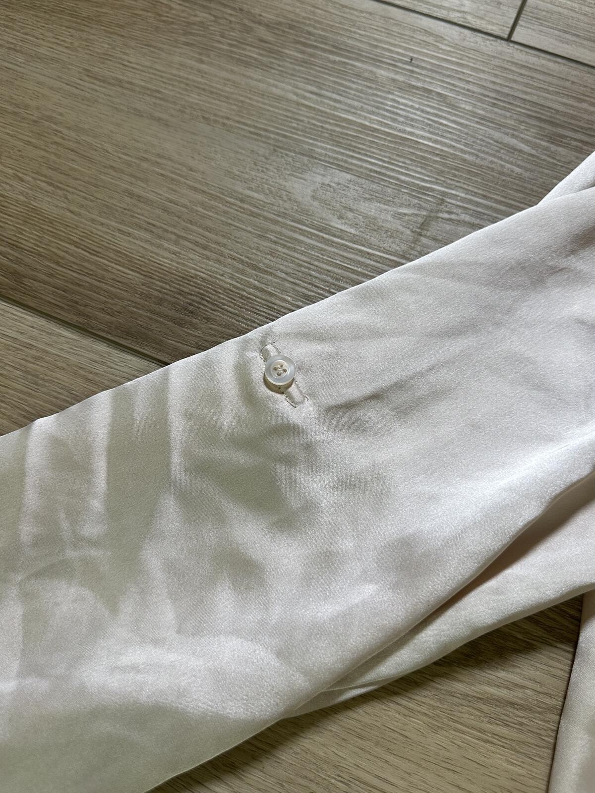 Worthington Satin Button Front Long Sleeve Blouse Cream Women’s S