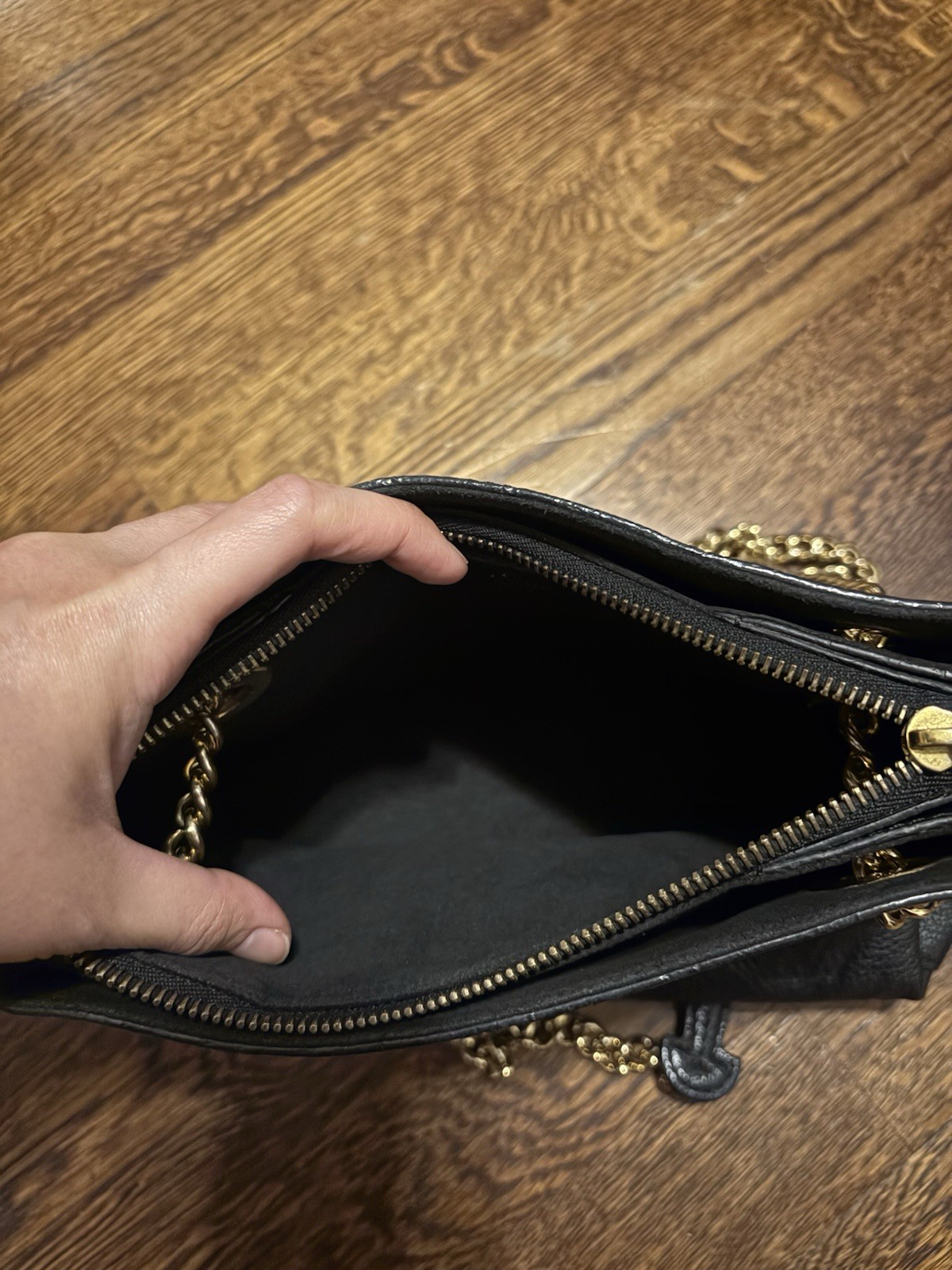 Louis Vuitton Surene Black Monogram Zip Top Chain Shoulder Bag Gold Hardware