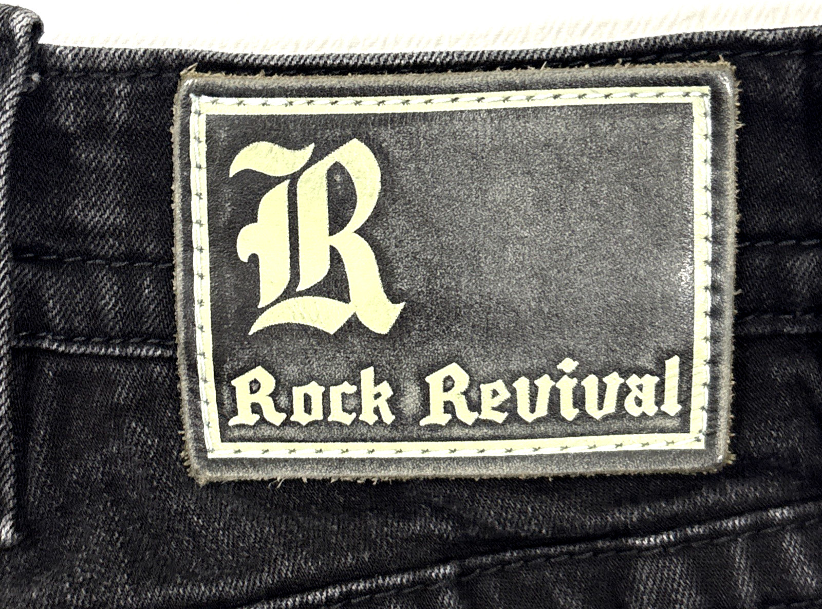 Rock Revival Ryker Jeans Mens 32×30 Slim Straight Black Biker Selvedge EUC Faded