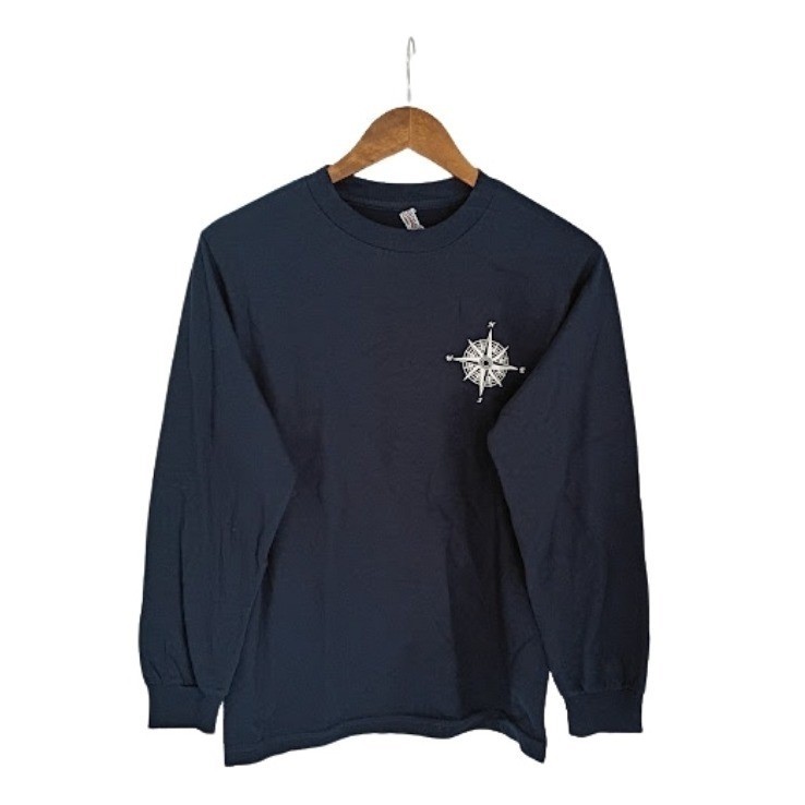 Alstyle Apparel Compass Rose Know Him Make Him Known Long Sleeve T Shirt Navy S