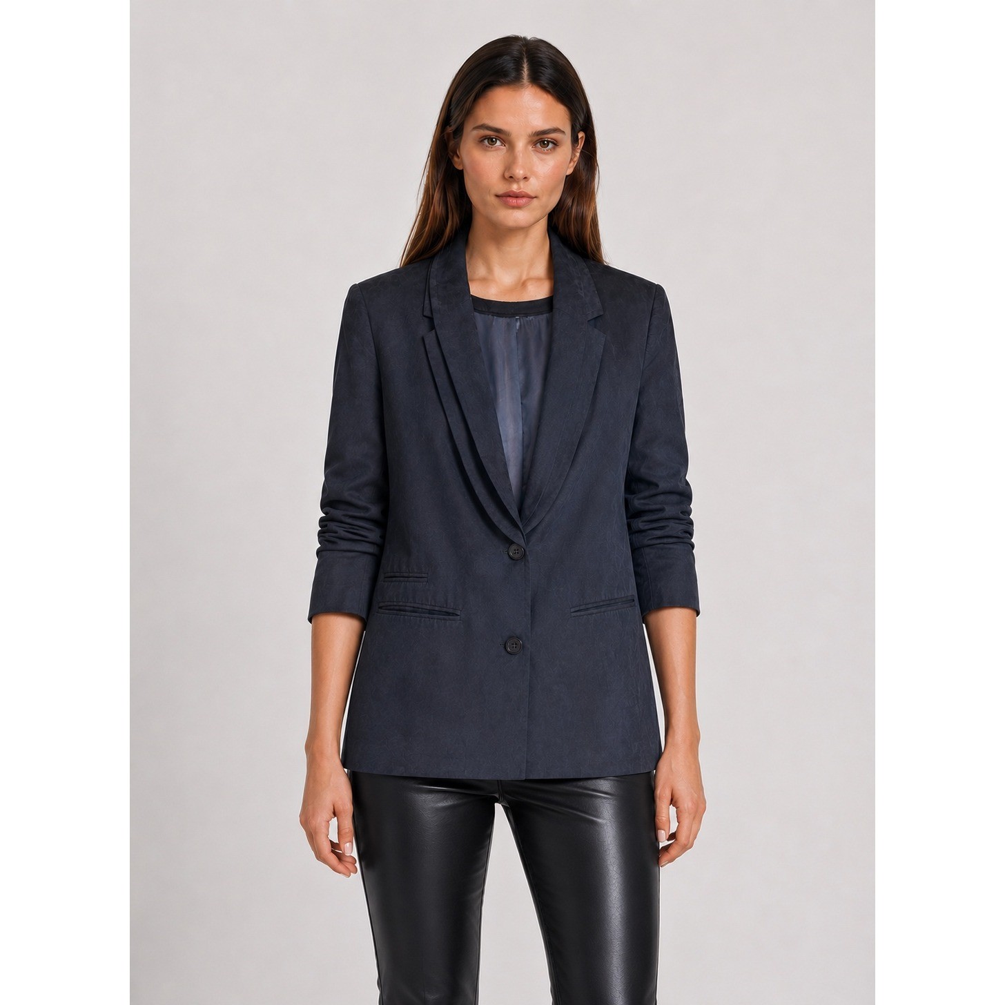 7 For All Mankind Blazer Small Black Cupro Jacket Upscale Corpcore Chic Office