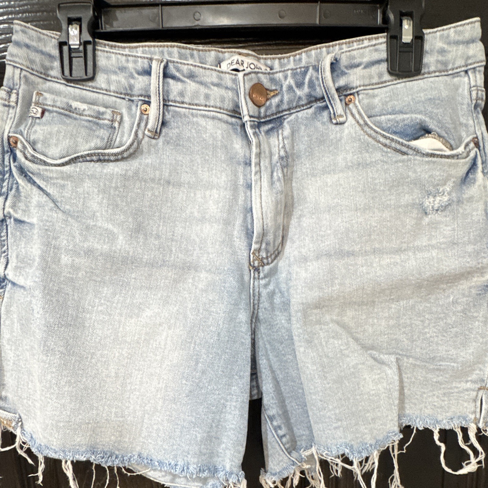 Dear John American Classic Women’s 29 Light Wash Denim Cutoff Shorts Mid Rise