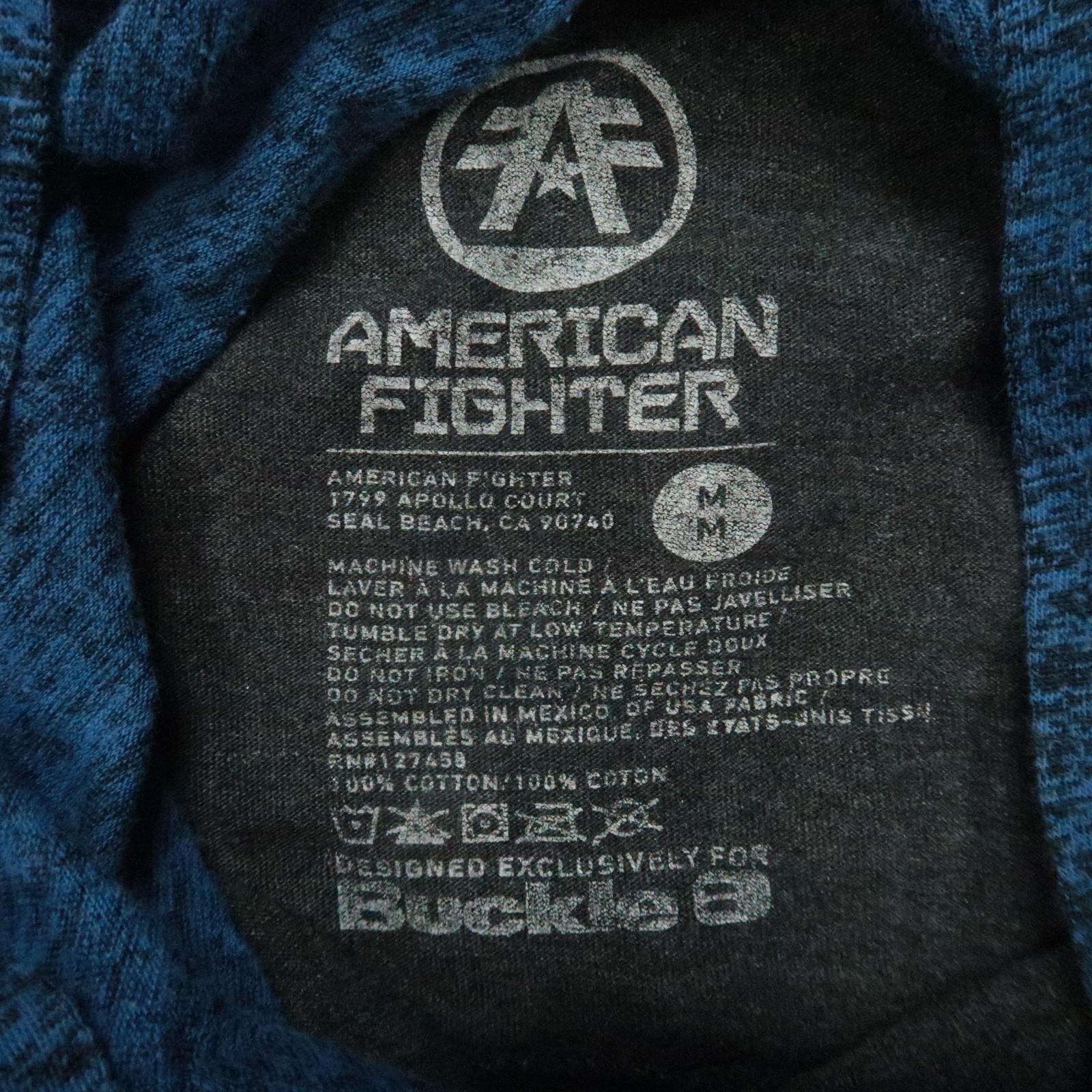 American Fighter Hoodie Mens Medium Blue Long Sleeve Athletic MMA Pullover