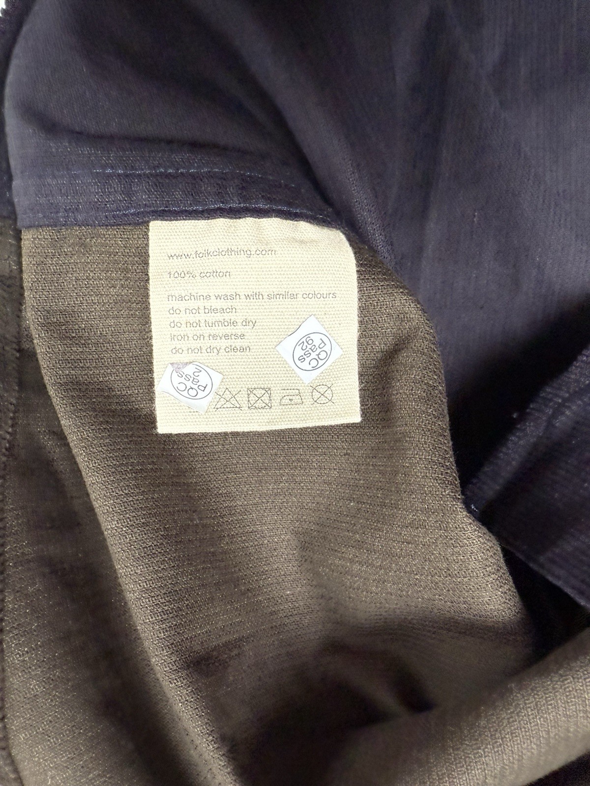 Folk Harper Colour Block Corduroy Shirt Mens Small 2 Khaki Navy Button Up BNWT