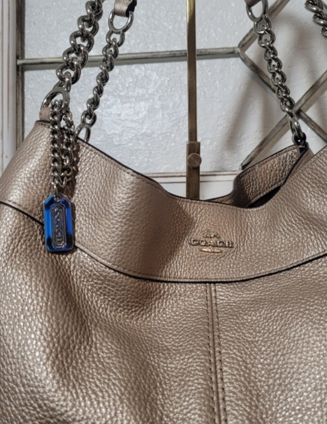 Coach F32150 Gold Champagne Lexy Triple Compartment Shoulder Bag EUC