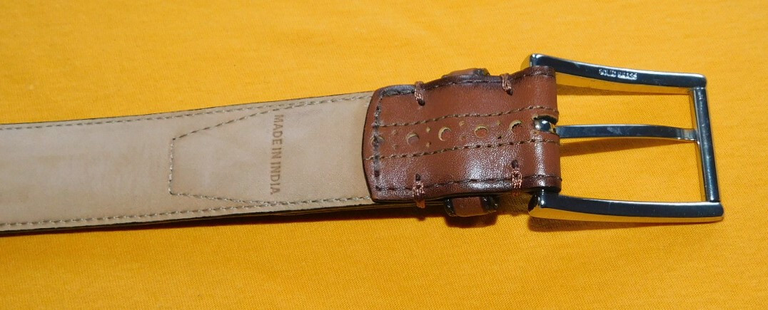 MEN’S COLE HAAN LIGHT BROWN GENUINE PERFORATED LEATHER BELT SIZE 30/75cm..