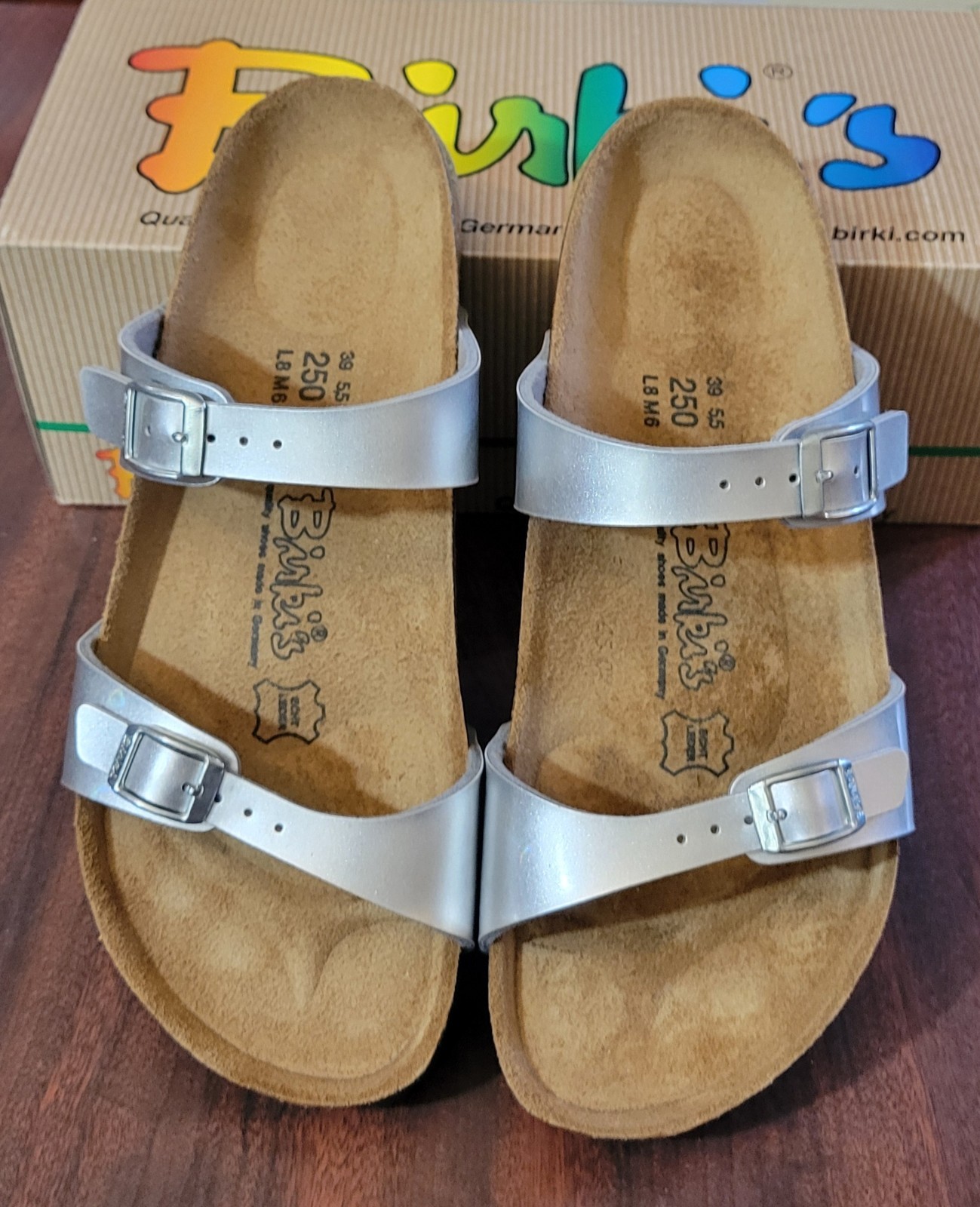 Birki’s By Birkenstock Womens 2-Buckle Sandal-Silver 8.5/9 US