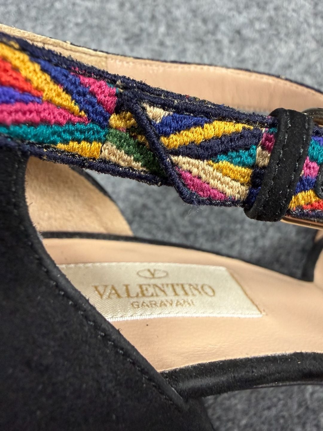 Valentino Garavani Native Couture Embroidered Block Heel Sandals 37.5 EU