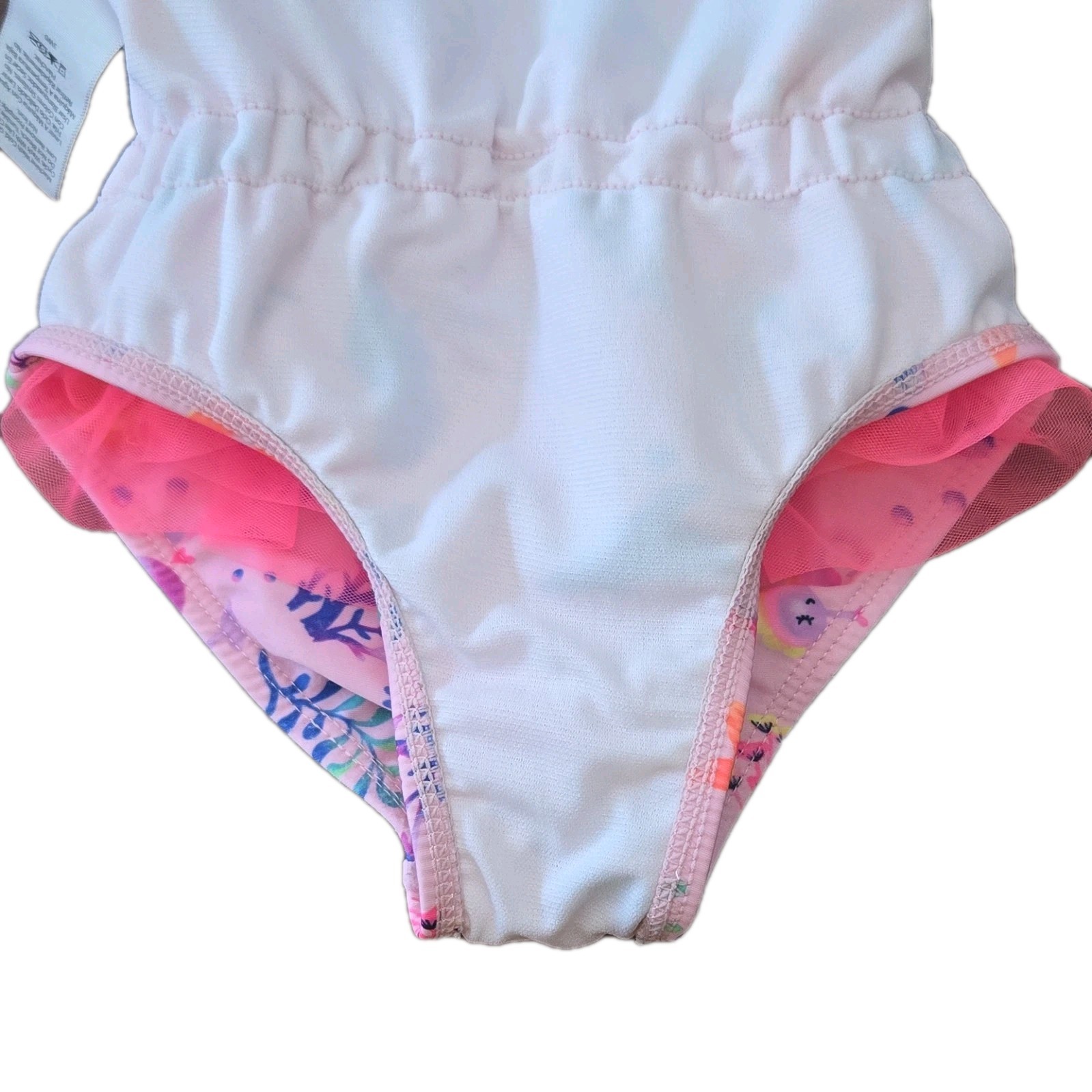 Wonder Nation Girls Pink Ocean Sea Life One-Piece Swimsuit Tulle Skirt 5T D-1