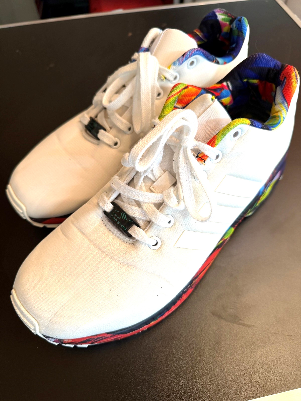Adidas ZX Flux AF6325, floral sole, torsion, mint condition, white, size 44.5, RARE!