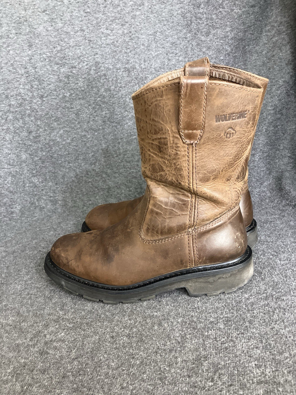 Wolverine Wellington Work Boots Mens 9 EW WIDE 10in Brown Pull On Western W04727