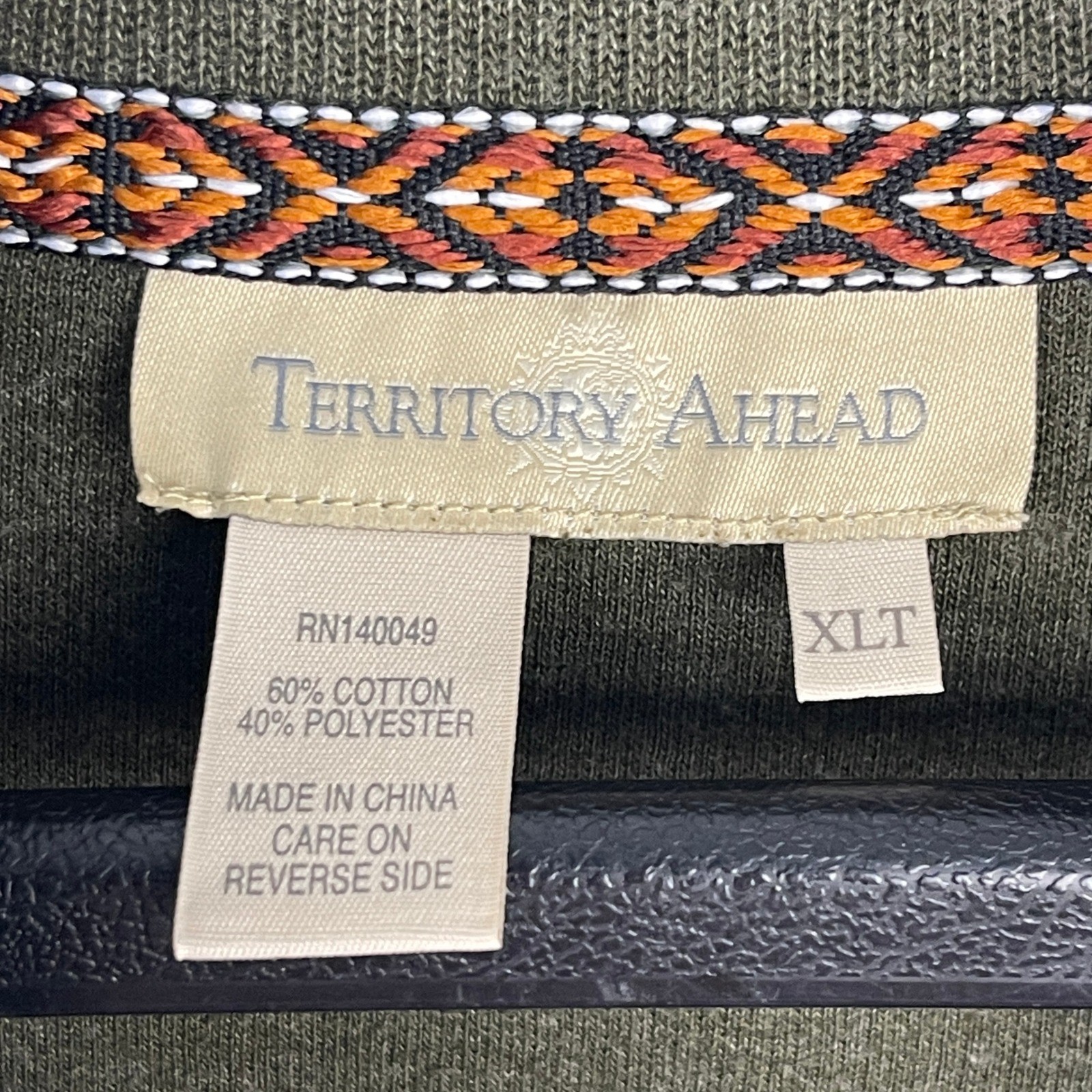 Territory Ahead Mens XLT TALL Green Quarter Zip Pullover Sweater ELBOW PATCHES