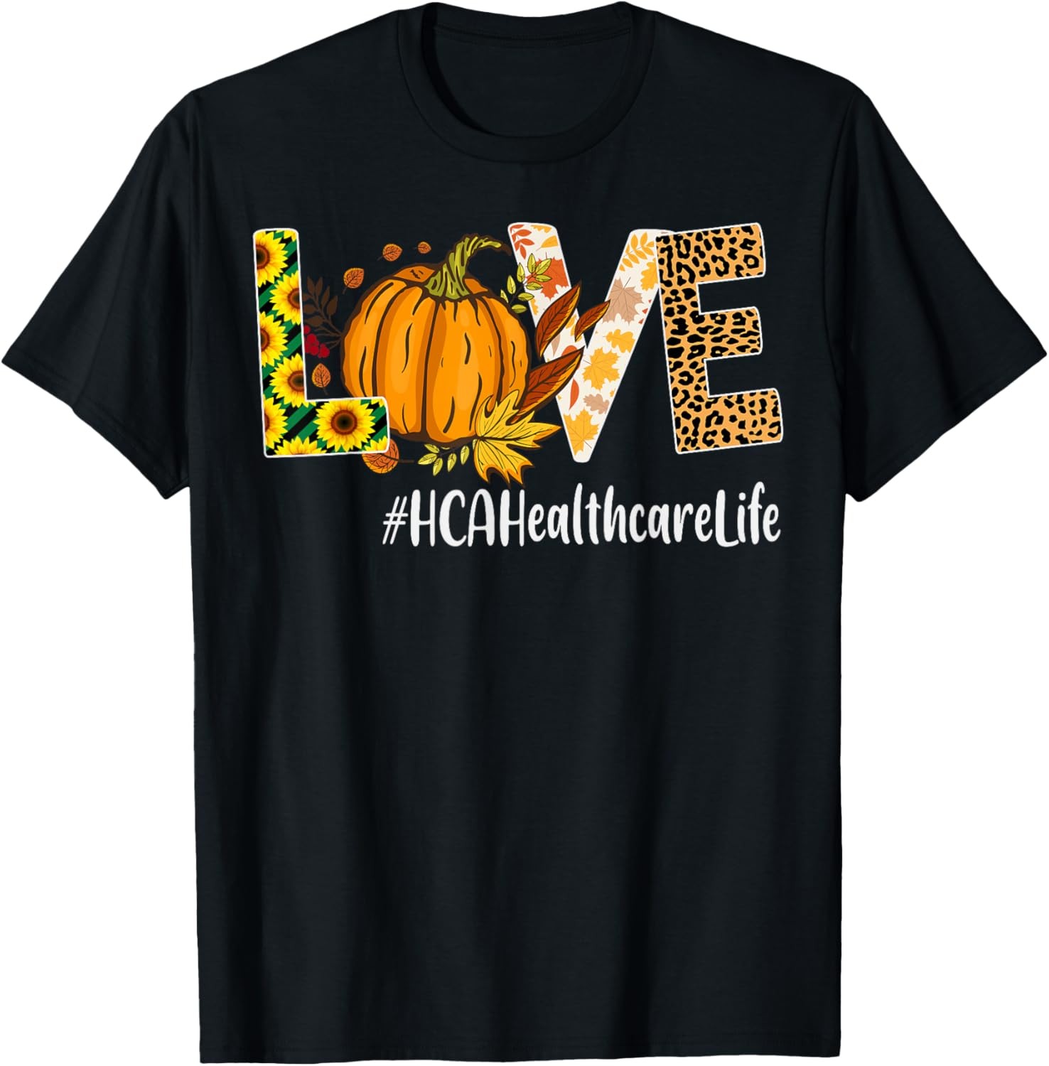 HCA Healthcare Love Fall Pumpkin leopard Halloween Autumn T-Shirt