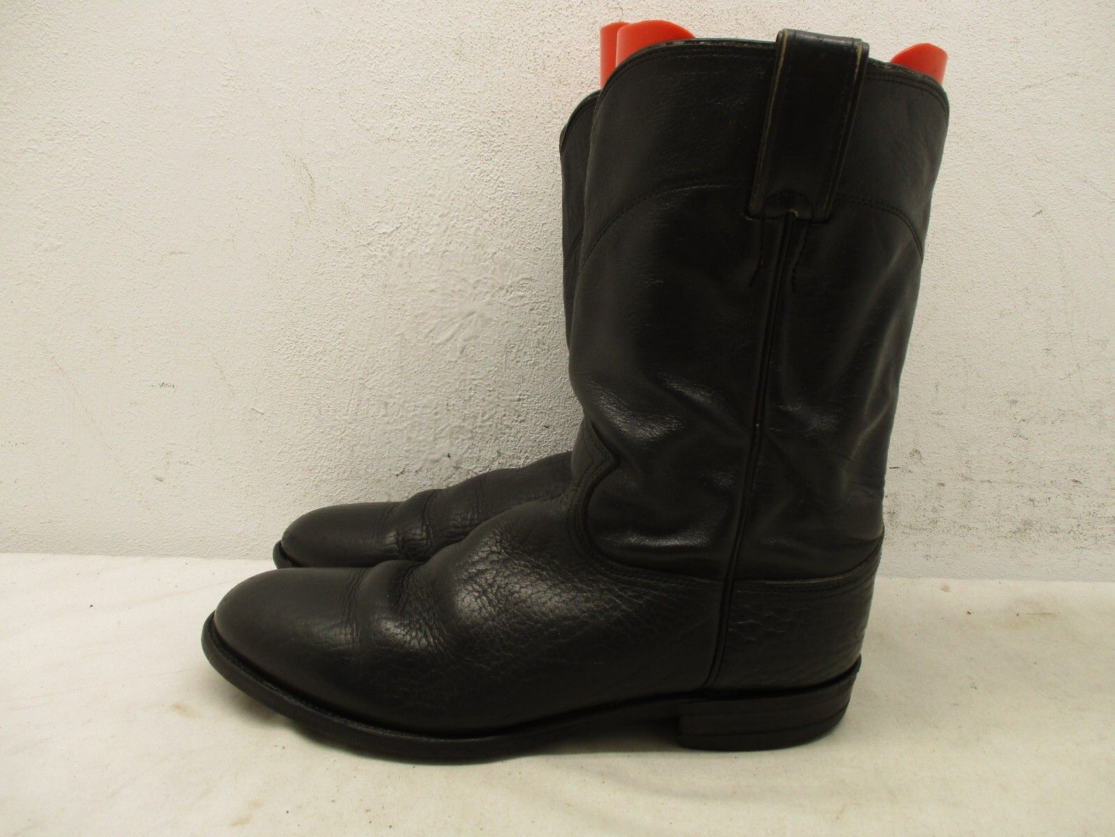 Justin Classic Black Bullhide Leather Roper Style 3187 Cowboy Boots Mens Sz 8 D