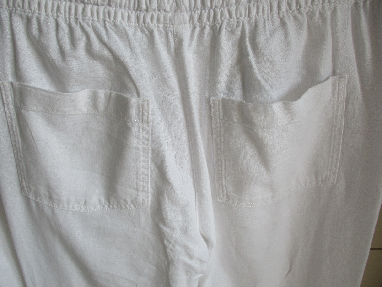 2 pairs Matalan linen mix white and black trousers size 12 (big for size) USED