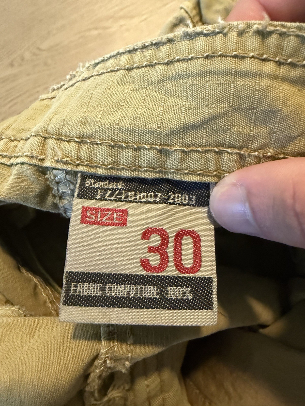 Y2K Junye Jeans Men’s Beige Cargo Pants 30 Regular Fit Straight