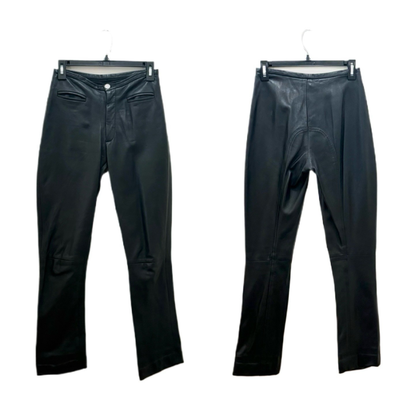 Vintage Arrow USA Black Western Cowboy Carter 100% Leather Pants Size 4 Small