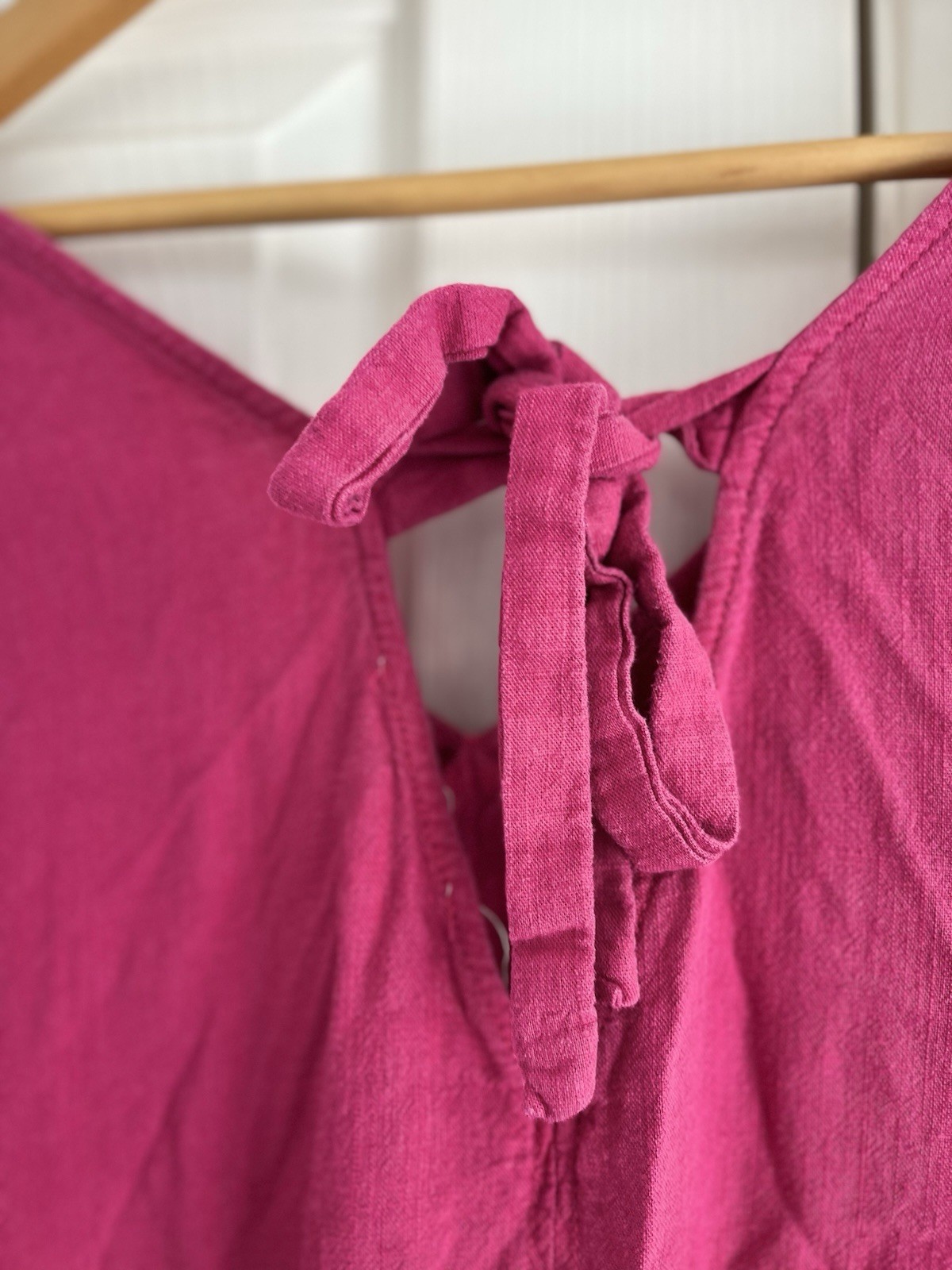 Next Summer Sleeveless Dress Linen Blend Pockets Pink Size 16