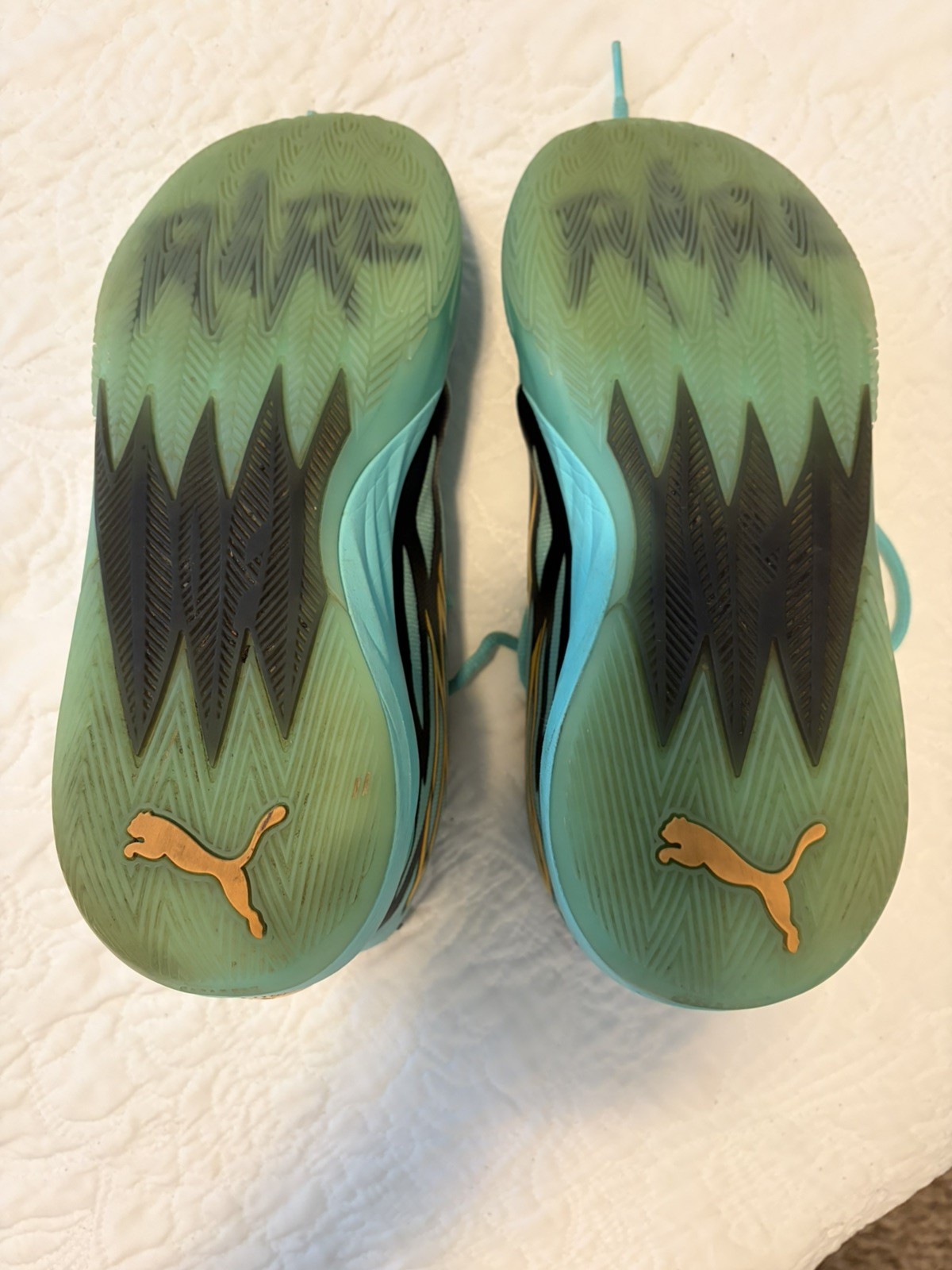Puma Lamelo Ball MB.02 Teal Honeycomb Basketball Shoes Sneakers Sz 11 US