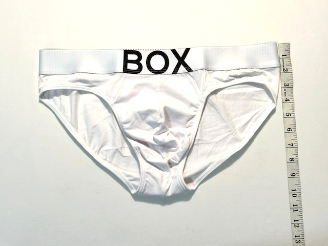 BOX Menswear – Size Large – Low Rise Cotton Brief with Roomy Pouch – White/Black