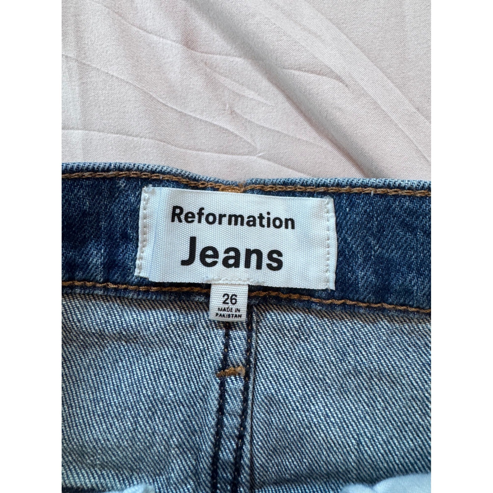 Reformation Daria Ultra High Rise Denim Maxi Skirt Medium Wash Blue Size 26