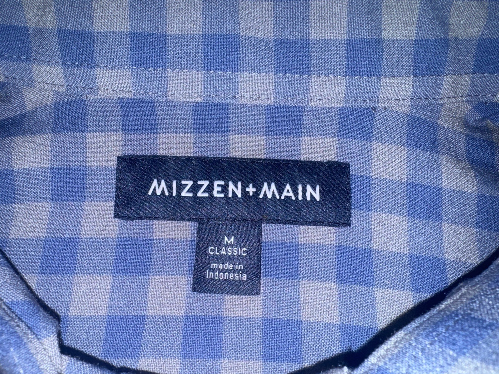 Mizzen + Main Gingham City Flannel Shirt Classic Oxford Blue Gray Men’s Medium