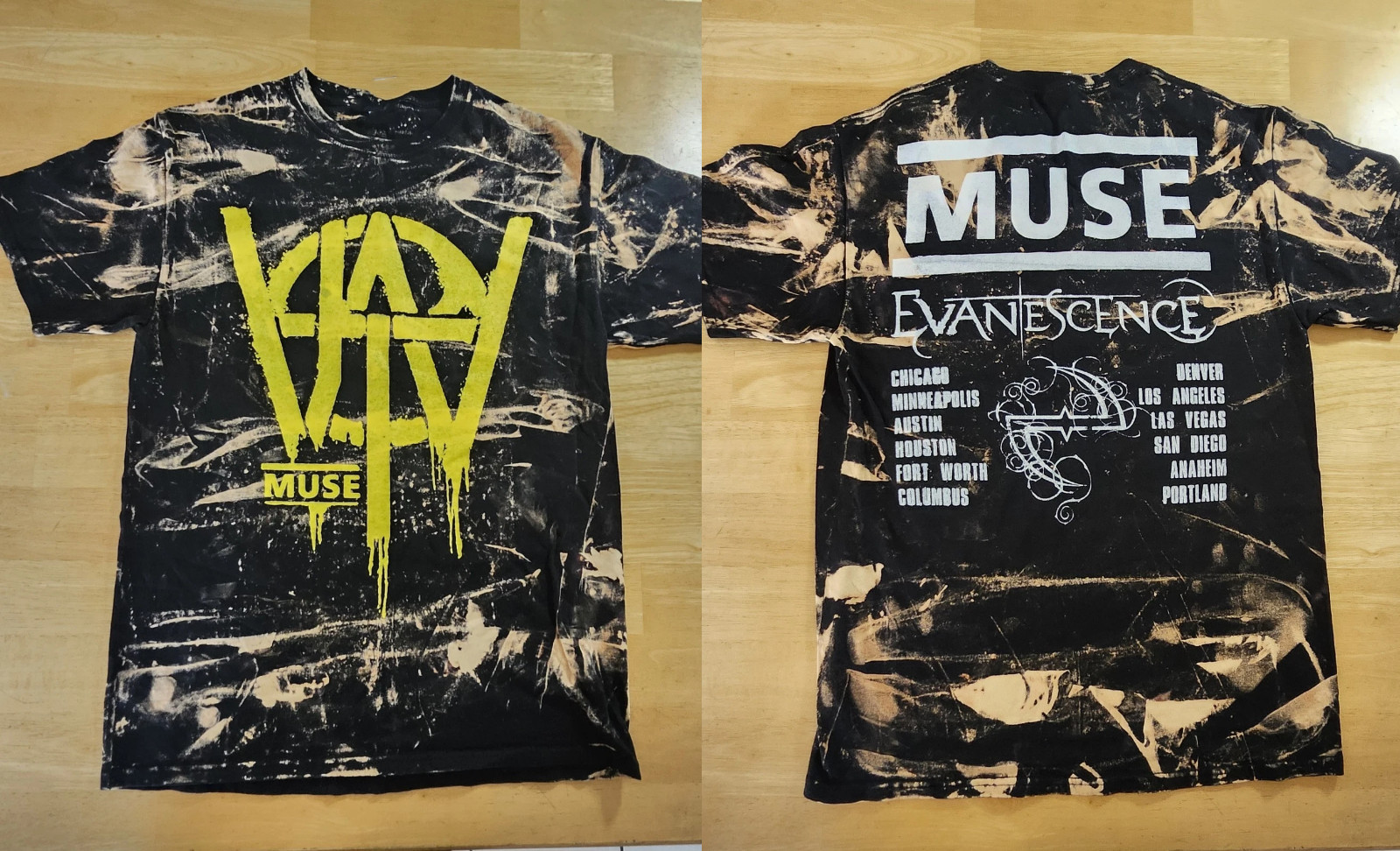 Muse Evanescence Will Of The People Tour Bleach Dye Polyester Reprint T-Shirt GE