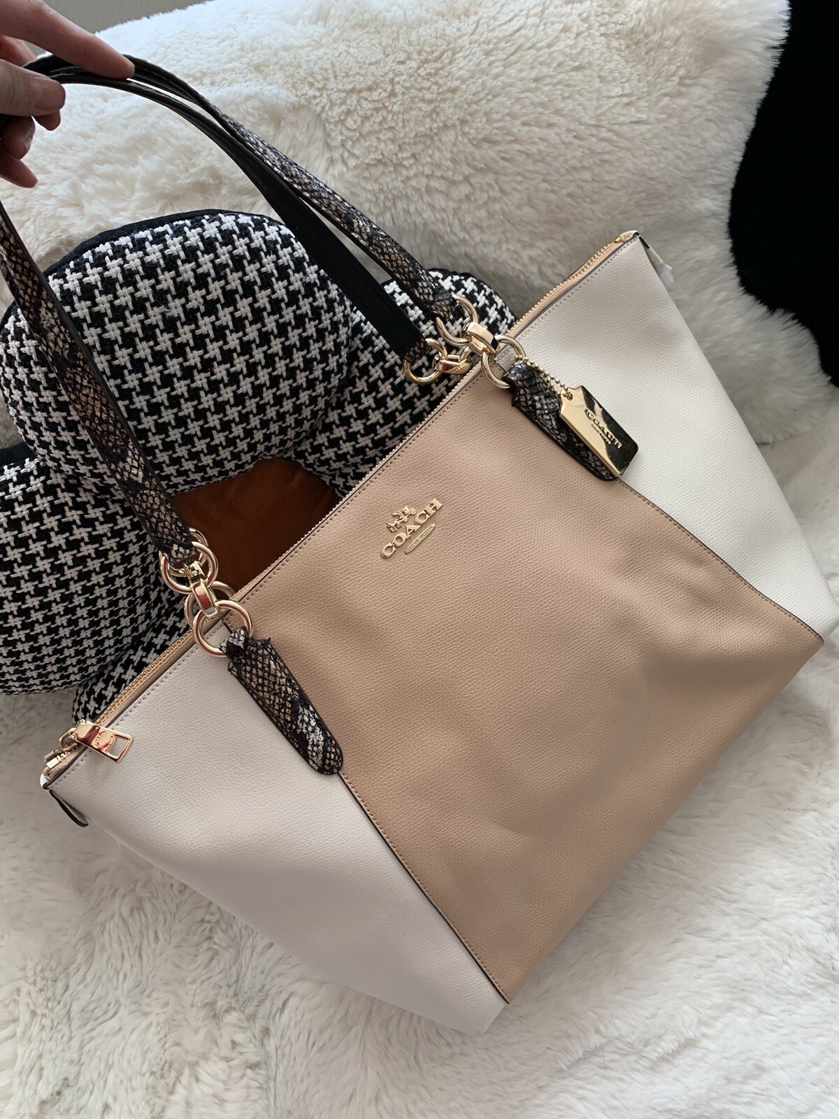 New Coach AVA TOTE IN EXOTIC EMBOSSED LEATHER TRIM F38308