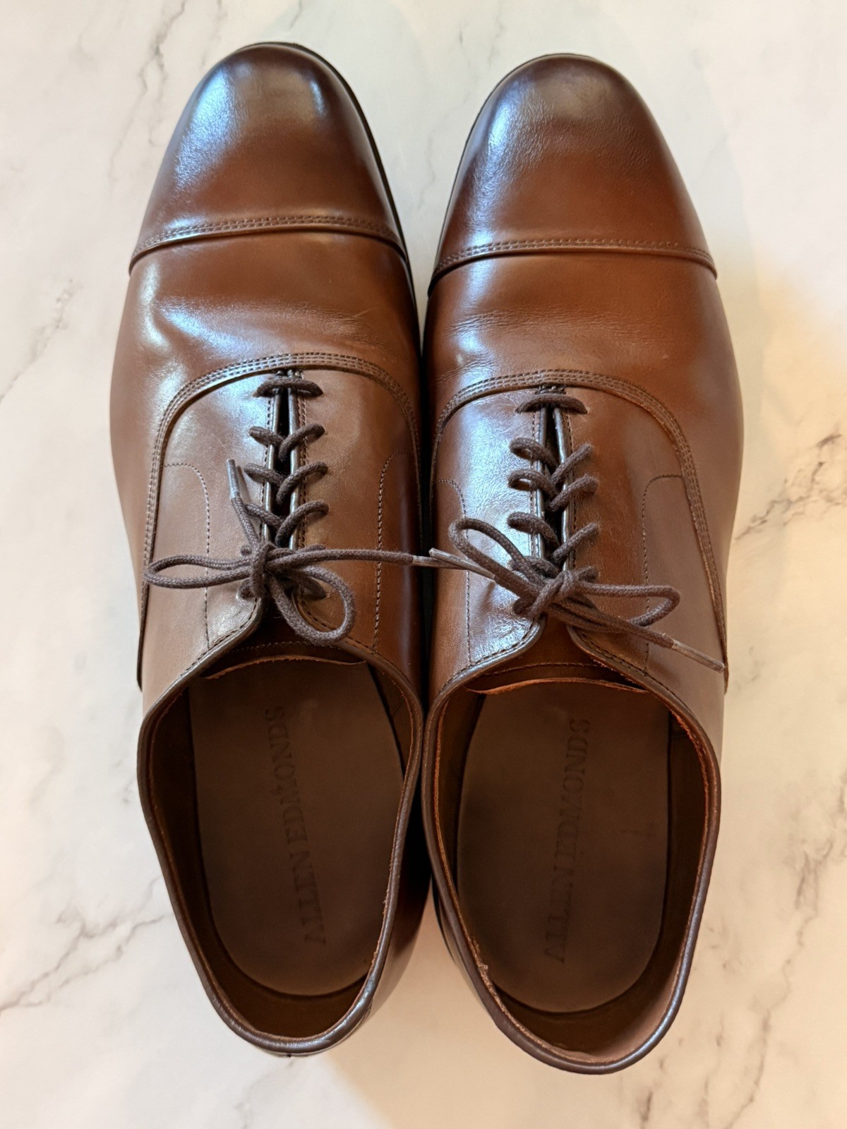 ALLEN EDMONDS Park Avenue Cap-Toe Oxfords 14 EEE Brown Leather Dress Shoes 2179