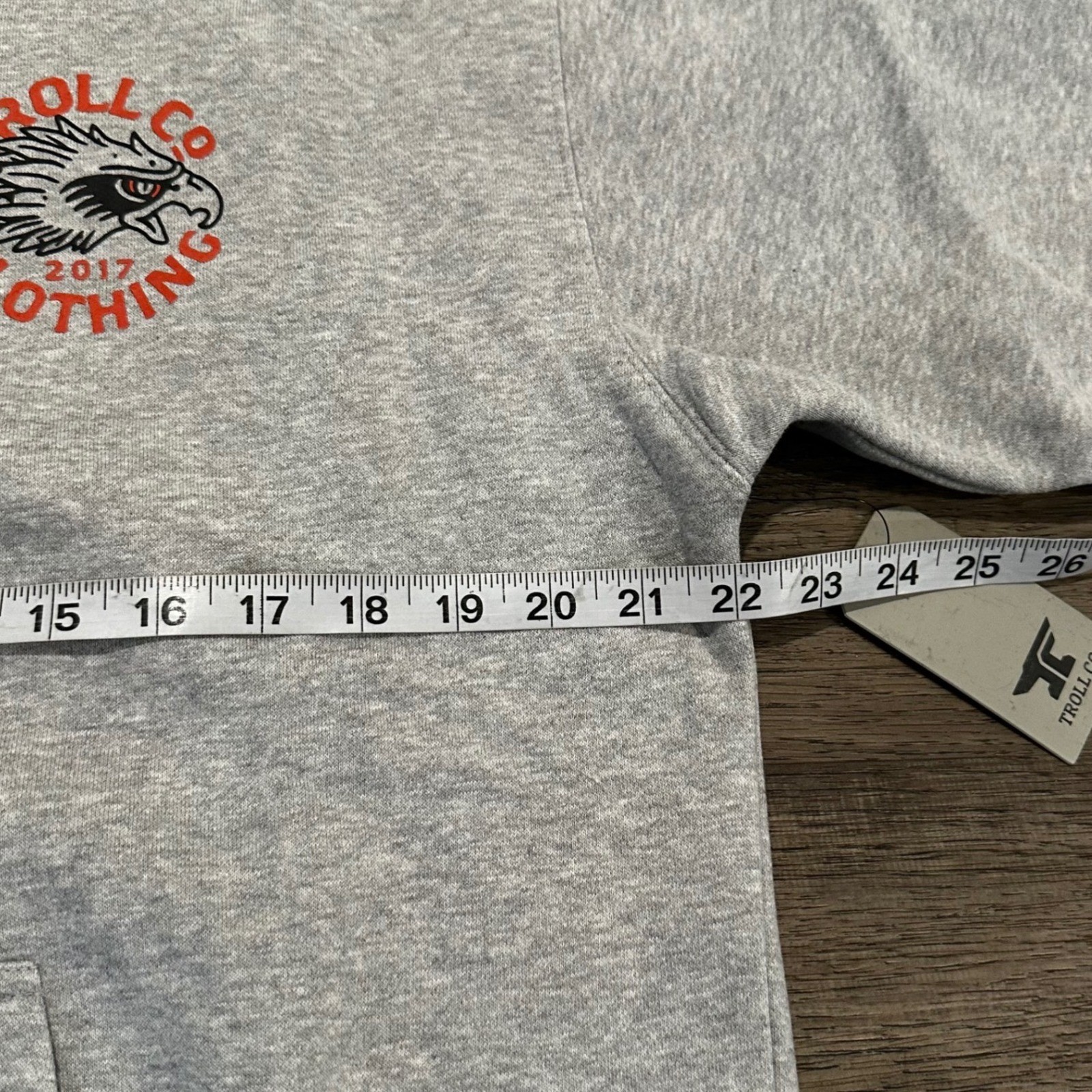 NWT Troll Co Clothing Eagle Eye Hoodie Mens Medium Gray Pullover Dirty Hands