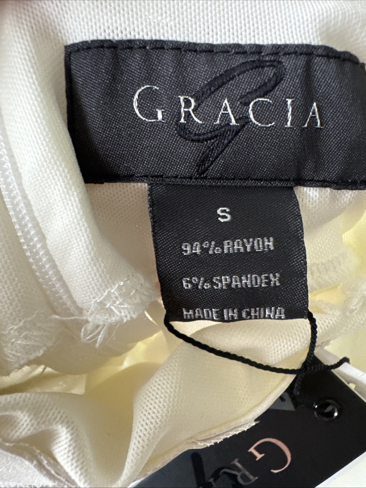 Gracia White Faux leather nylon top Club,Party size S Long Sleeve Sheer MSRP 88$