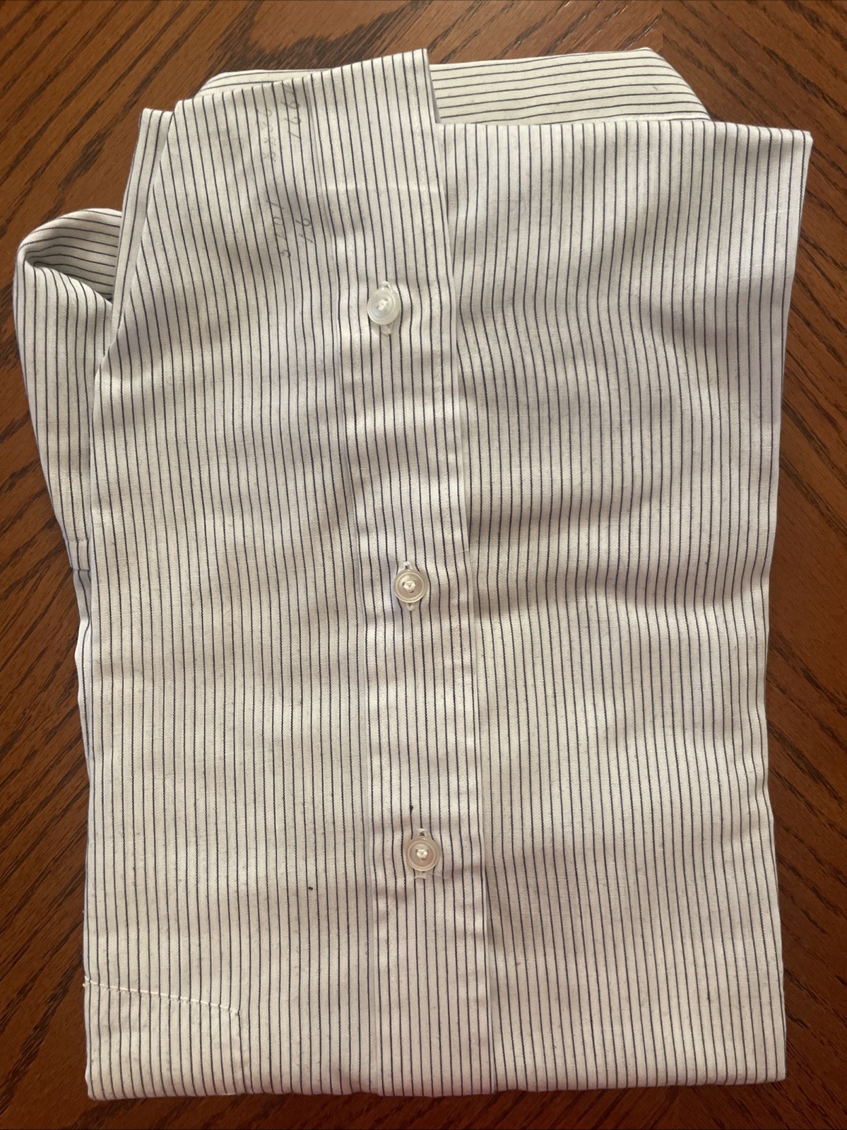vintage 60s 70s Hathaway NWOT Button Shirt White Blue Striped 16-35